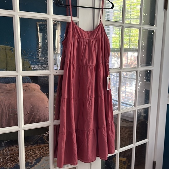 Nation Felicity Midi Dress in Flushed Pima cotton tiered size medium NWT - Picture 4 of 9